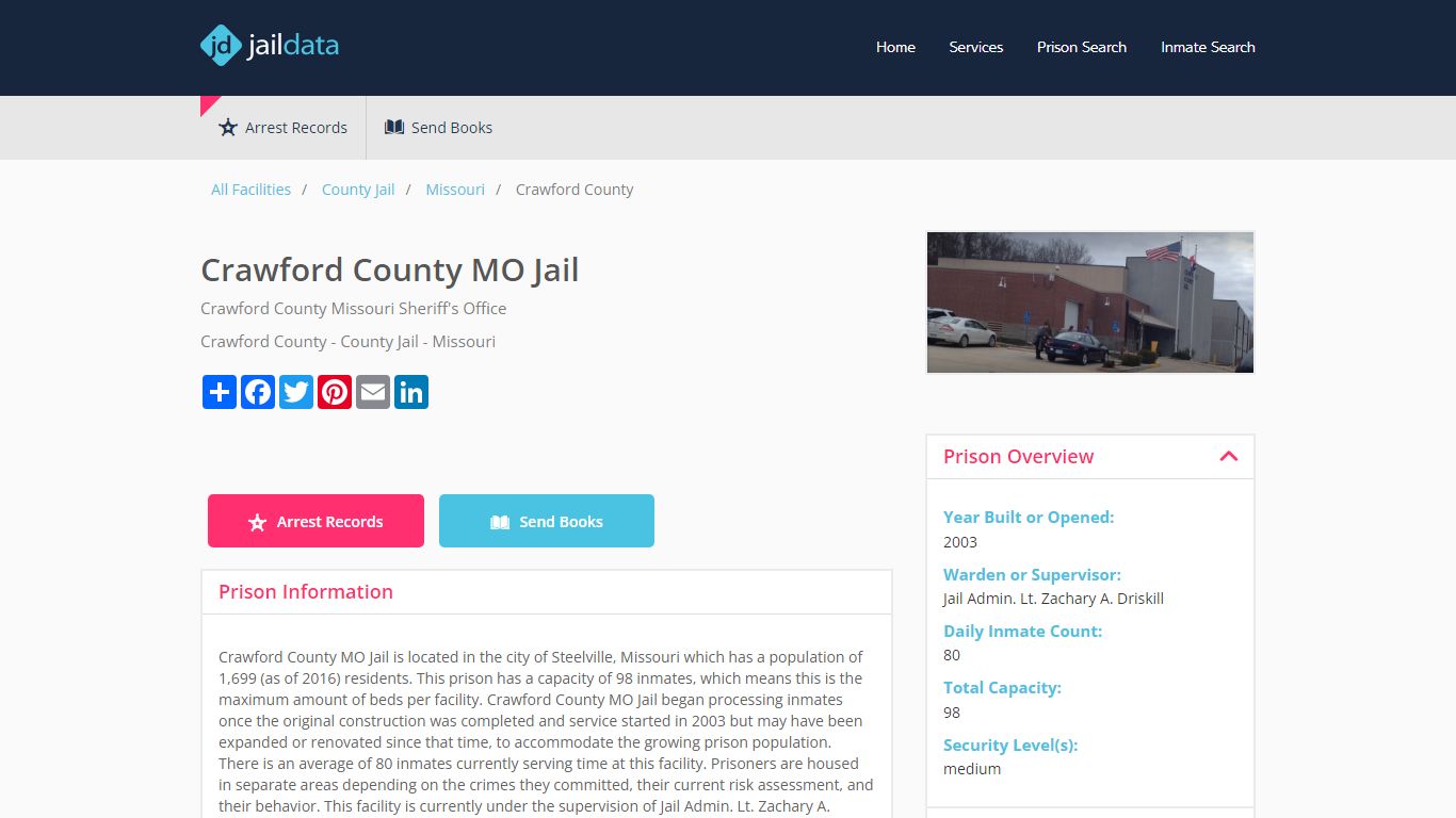 Crawford County MO Jail Inmate Search and Prisoner Info - Steelville, MO